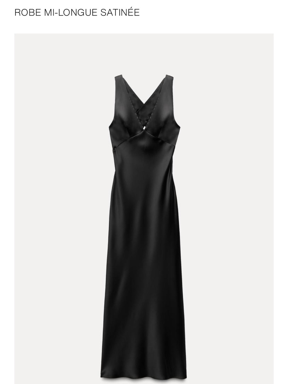 Zara Black Satin Slip Dress - V-Neck